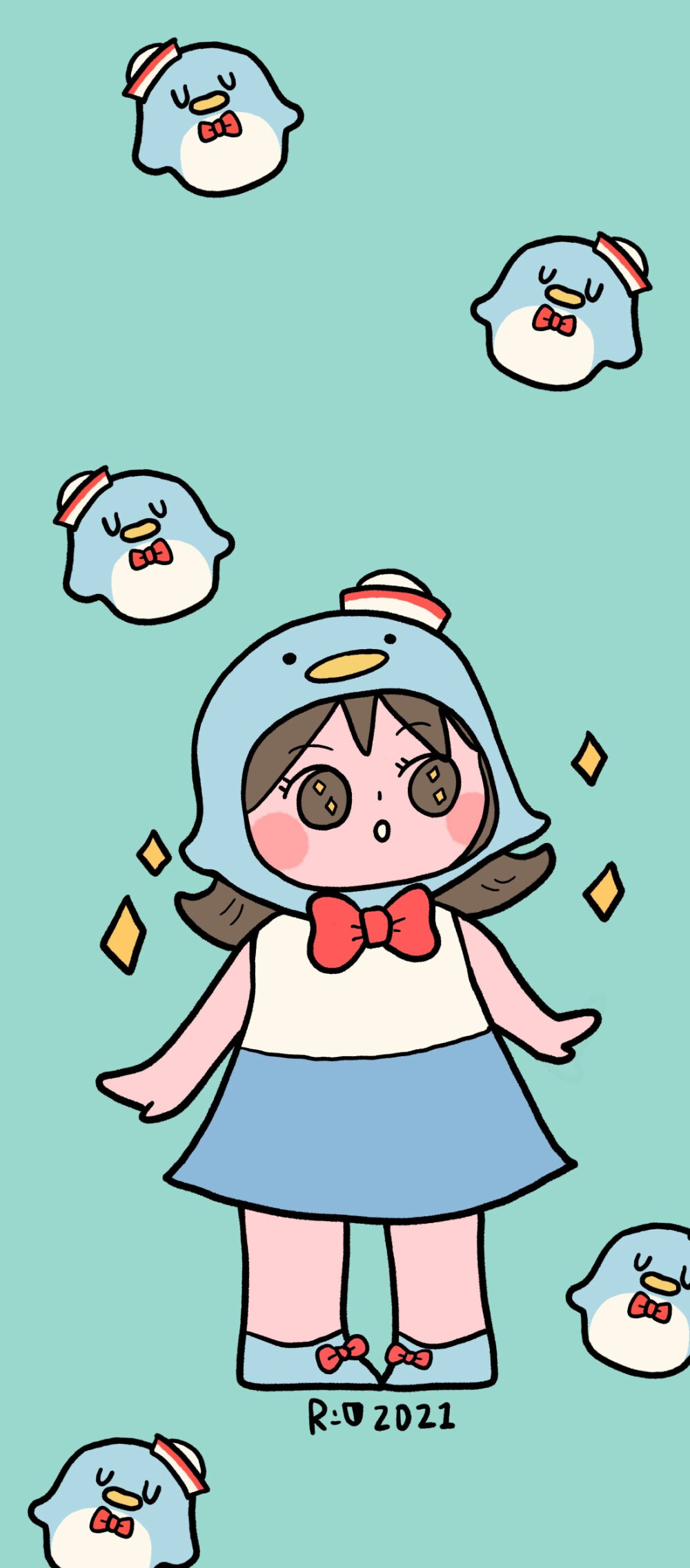 女孩插画 手绘画师@jio布 #hellokitty##美乐蒂##玉桂狗##少女心壁纸