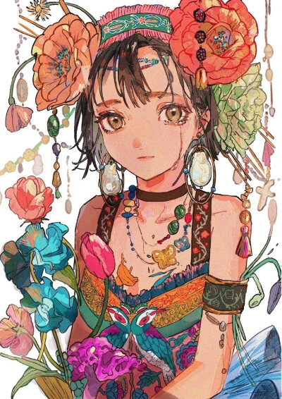 花与少女
画师：淵