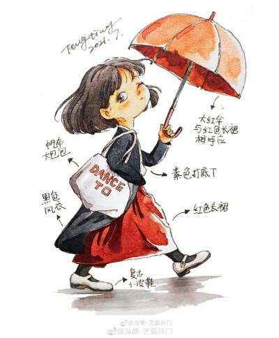 水彩时尚小女孩