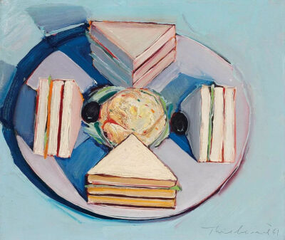 韦恩·第伯《Sandwich》，布面油画，30.8×36.2cm，1961年