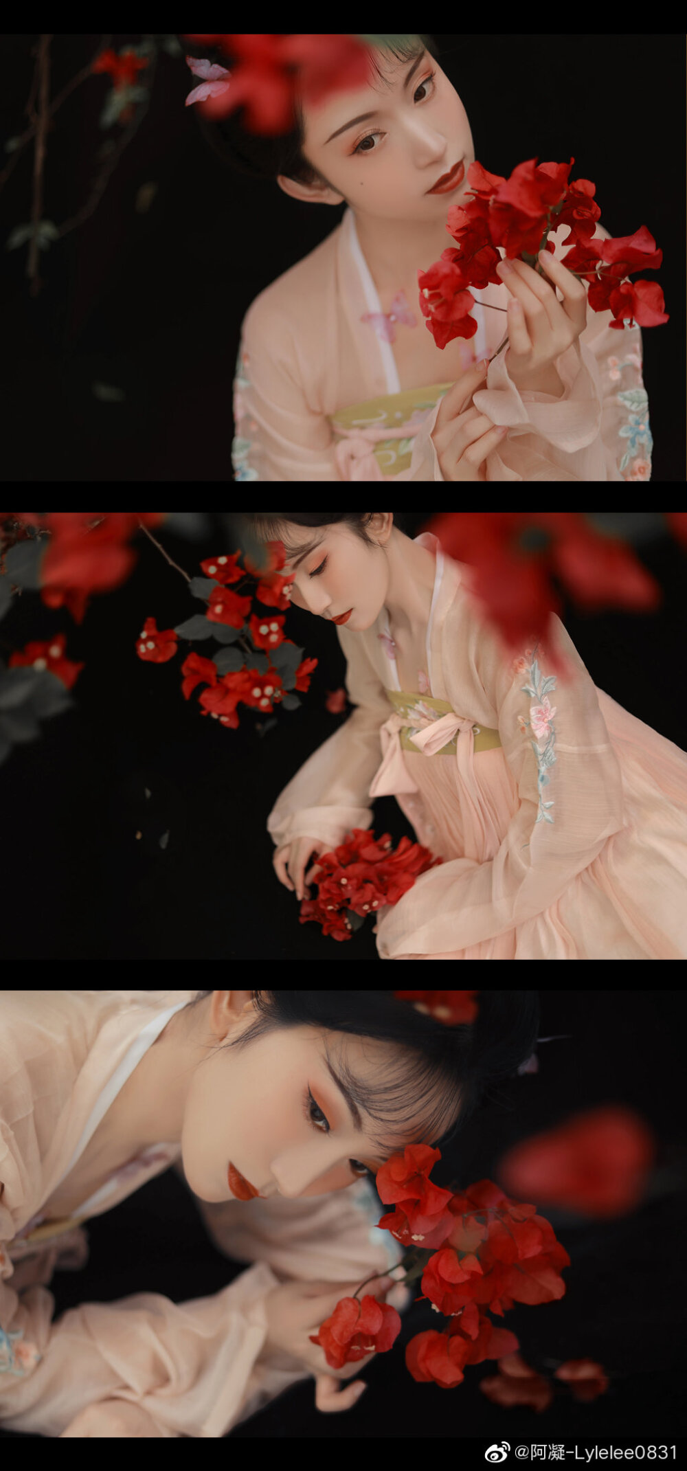 【闲时观花 】
闲时观花落暑天
岁里偷得半旧年
摄后：@阿凝-Lylelee0831
出镜：@七屿呀_
妆造：@神经大爷
齐胸：@有香如故汉服
#汉服摄影##汉服##汉服摄影##汉服写真##深圳约拍#