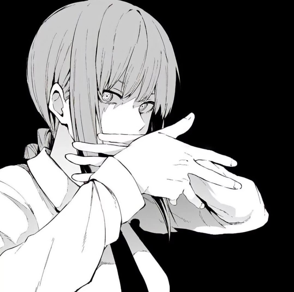 动漫男生头像#黑白#电锯人