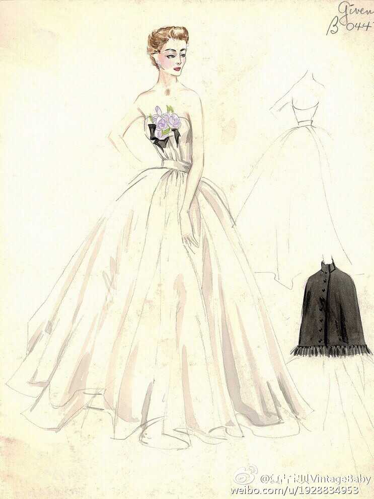 50年代绝美礼服手稿，Bergdorf Goodman 1950s Vintage Evening gown