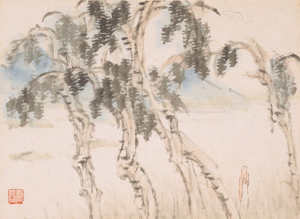 【虛谷 清 山水画】
虚谷（1823～1896），晚清民国时期著名花鸟画家，与 任伯年、蒲华、 吴昌硕齐名为“清末海派四杰”。有“晚清画苑第一家”之誉。俗姓朱，名怀仁，僧名虚白，字虚谷，别号紫阳山民、倦鹤，室名觉非庵、古柏草堂、三十七峰草堂。籍新安（今安徽歙县），居广陵（今江苏扬州）。初任清军参将与太平军作战，意有感触，后出家为僧。工山水、花卉、动物、禽鸟，尤长于画松鼠及金鱼。亦擅写真，工隶书。作画有苍秀之趣，敷色清新，造型生动，落笔冷消，别具风格。性情孤僻，非相处情深者不能得其片纸。早年学界画，后以擅画花果、禽鱼、山水著名。风格冷峭新奇，绣雅鲜活，无一笔滞相，匠心独运，别具一格。亦能诗，有《虚谷和尚诗录》。
他是继渐江以后， 新安画坛出现的又一怪杰和书画大家。其人一生穿过儒服、戎装、官服、袈裟，最后静静睡在沪上关帝庙的画案上，乘黄鹤西归。
在《中国美术辞典》里有介绍虚谷的词条，言其“不茹素，不礼佛。”也“从不卓锡僧寺”，常往来于上海、苏州、扬州—带，以卖画为生，自谓“闲来写出三千幅，行乞人间作饭钱”。与任伯年、 高邕之、 胡公寿、吴昌硕、 倪墨耕等海上名家友善。