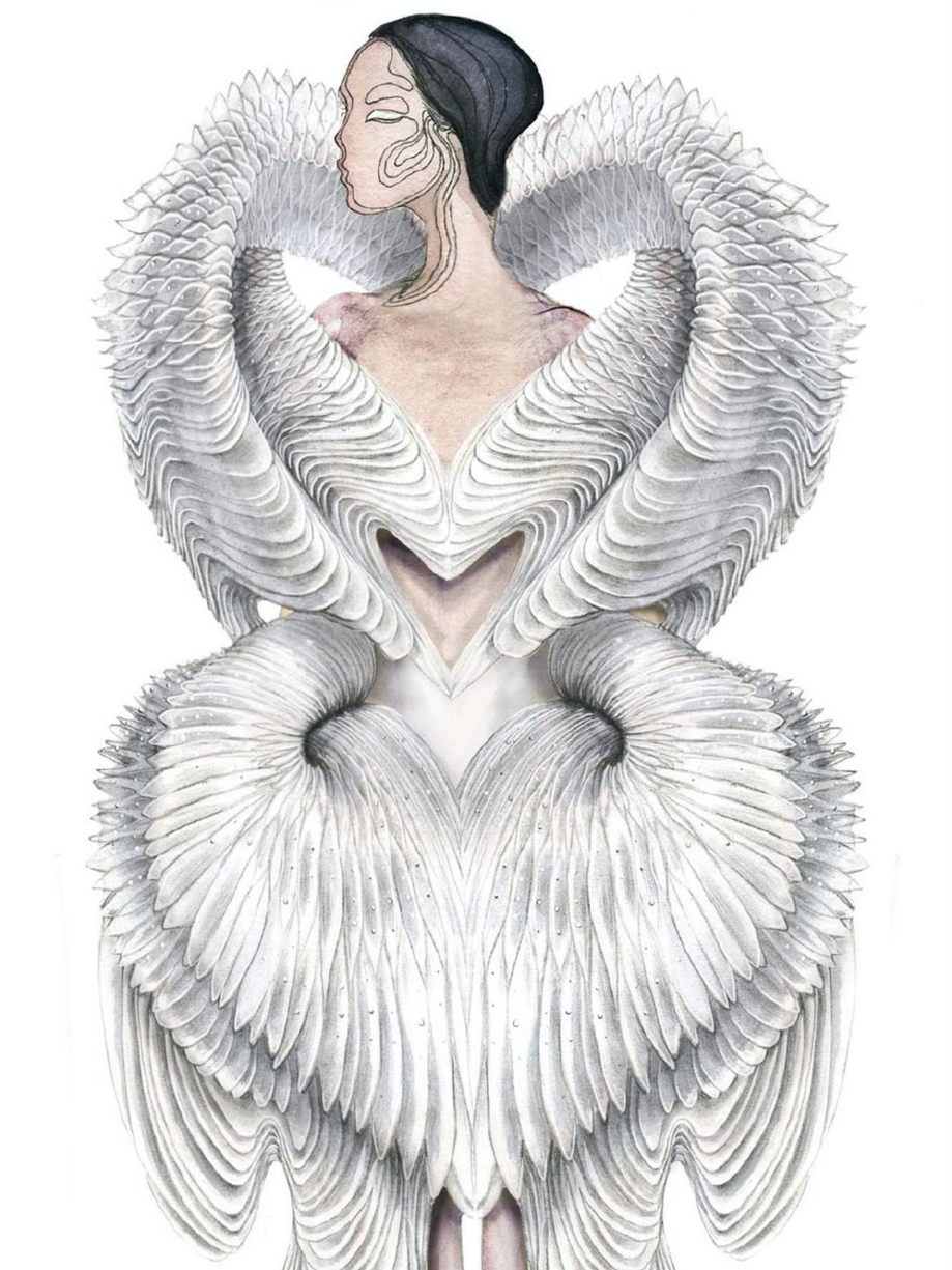 荷兰鬼才设计师 Iris van Herpen 的服装充满科技感与未来感。