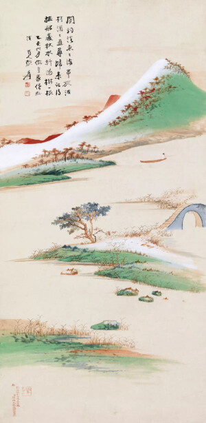 青绿山水画[微风] by.张大千
