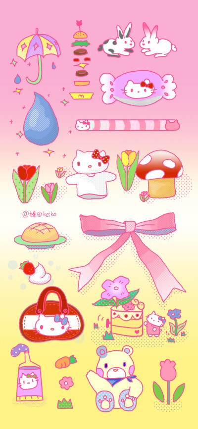 敲可爱贴纸渐变风
画师：橘田keiko
#hellokitty##星之卡比##库洛米##卡通壁纸# 