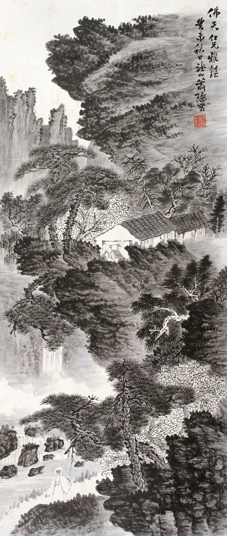 萧谦中（1883-1944）原名萧愻号大龙山樵民国京津派著名画家
一部民国美术史，大浪淘沙，留名者寥寥。而大多数未留姓名之画家，因种种原因，或遮蔽，或蒙尘。萧愻，就是这样一位画家。他被推为民国京津派代表性画家，一度与齐白石、张大千、陈师曾、金城等艺坛名宿齐名