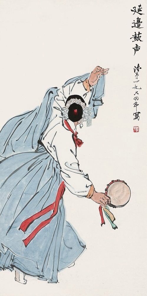 【叶浅予 人物画舞蹈中的人们】
叶浅予（1907-1995），浙江桐庐人，从事国画教育，以舞蹈、戏剧人物为主的国画创作，中国漫画和生活速写的奠基人。 曾任中国美协副主席，中国文联委员，中国画研究院副院长，中央美院教授。擅人物、花鸟、插图、速写等。曾为茅盾小说《子夜》、老舍剧本《茶馆》等书插图，出版个人画集多种。 创作长篇漫画《王先生》、《小陈留京外史》、组画《天堂记》等，著有《画馀记画》和《十年恶梦录》 。
性格特点
幽默细胞
漫画是夸张的艺术，生活中的笑料经过夸张，便容易引人发笑。像王先生雇填鸭师备料填肥自己的趣事，只有漫画家才想得出。天生开心的浅予，身上有许多幽默细胞，他常说：“漫画使我习惯于用夸张的眼睛去看周围的形象，包括自己在内，常常想把周围的形象漫画化，获得有趣的效果。我画了一阵国画之后，有时总想作一两张有趣的漫画，说这是条件反射也好，是玩世不恭也好。”漫画家好幽默，予人玩世不恭的印象，则是误解。浅予说：漫画家笔底针对丑，心目中有个美的理想在指导。丑极则美，由丑到美，漫画家是这样处理他的形象素材的。
浅予生性活泼，开朗豁达，而又随心欲不逾矩。漫画家的幽默