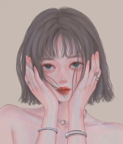 (｡･ω･｡)ﾉ♡女头像 闺蜜 插画