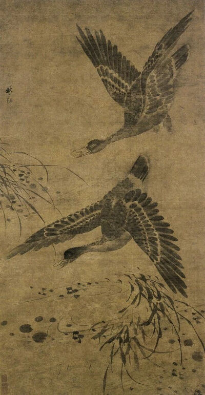 【林良 明 水墨花鸟画】
林良（约1428-1494），字以善，南海(今属广东省广州)人，中国明代著名画家。史料曾记载“林良吕纪，天下无比”，他因善画而被荐入宫廷，授工部营缮所丞，后任锦衣卫指挥、镇抚，值仁智殿。…