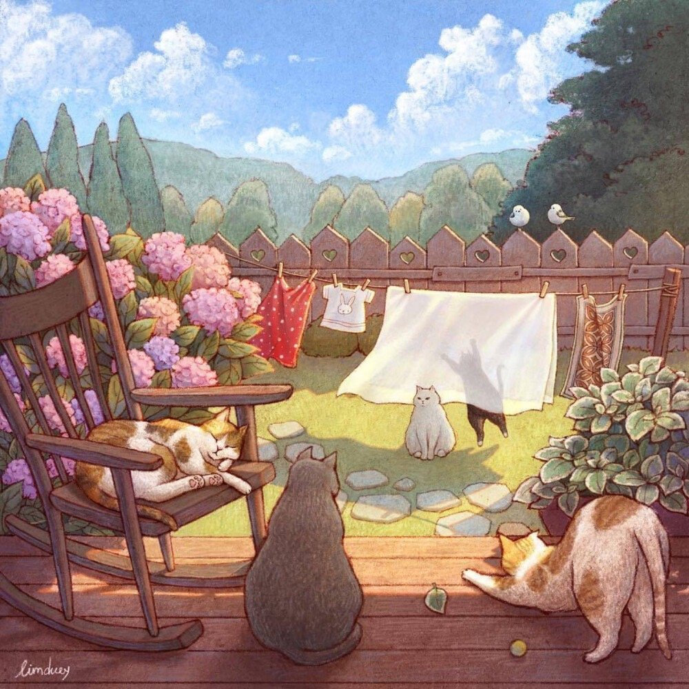 韩国插画师 limduey 记录的猫猫
画风很治愈~ ​​