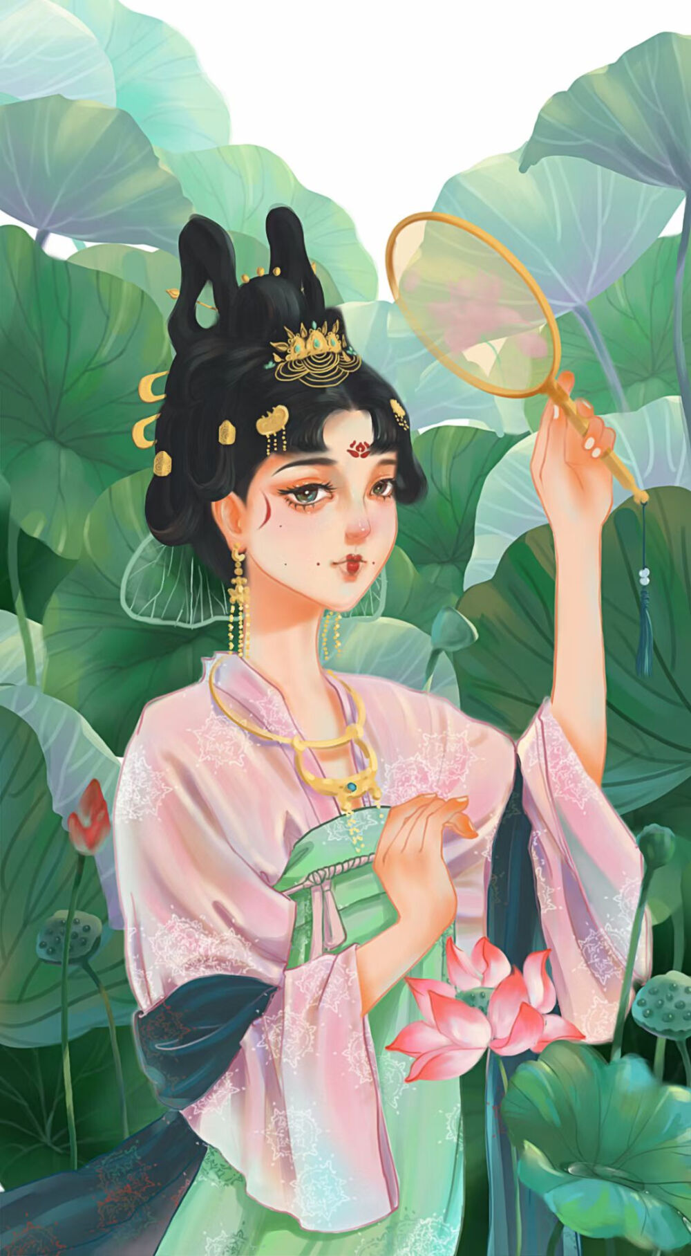 汉服女孩插画，大唐少女插画