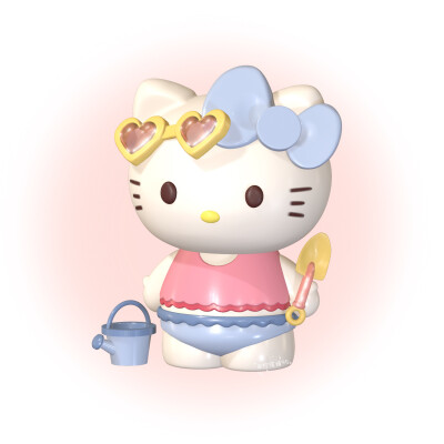 3D hallo kitty 凯蒂猫头像 沙滩