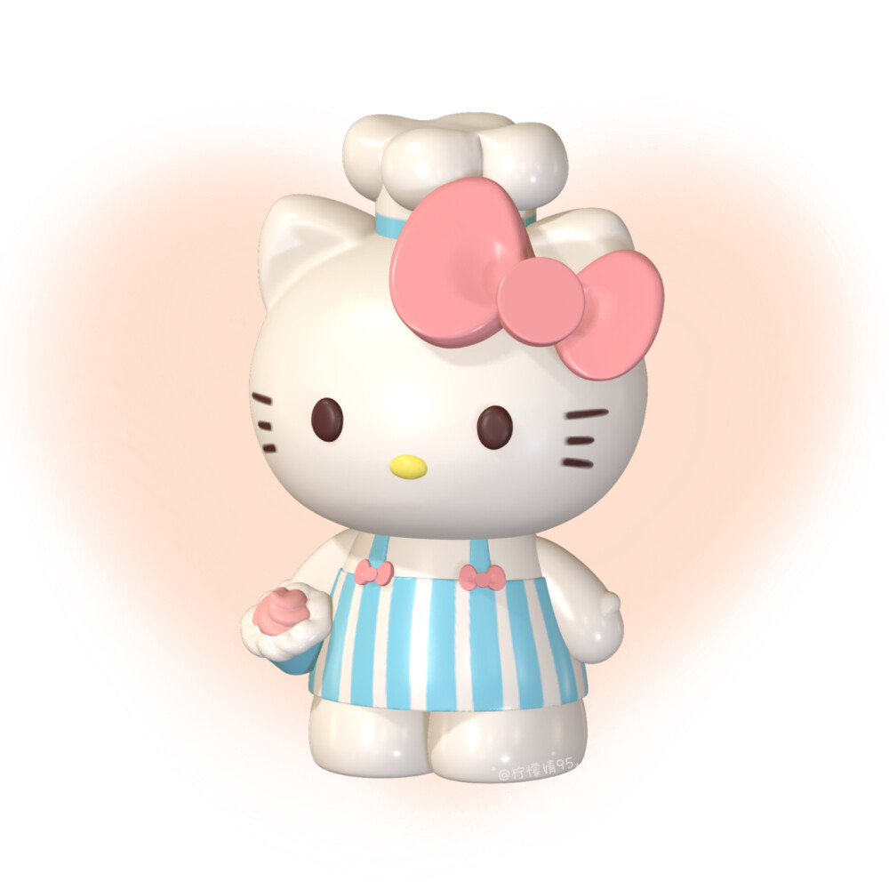 3D hallo kitty 凯蒂猫头像 甜品师