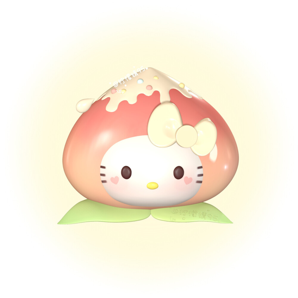 3D hallo kitty 凯蒂猫头像 桃子