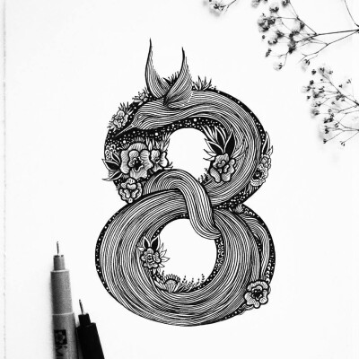 针管笔数字画， via.menis_art ​