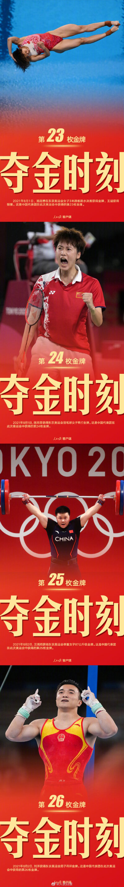 #中国军团东京奥运38金全记录#