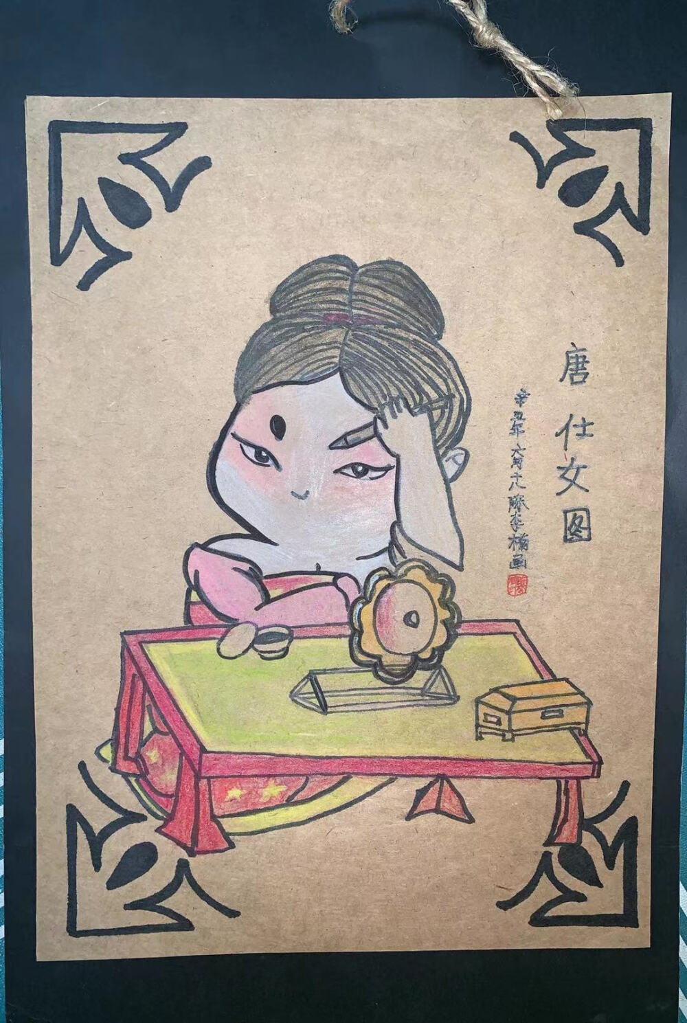 艺彩时光 儿童画创作 少儿美术 中国画意《唐仕女图》