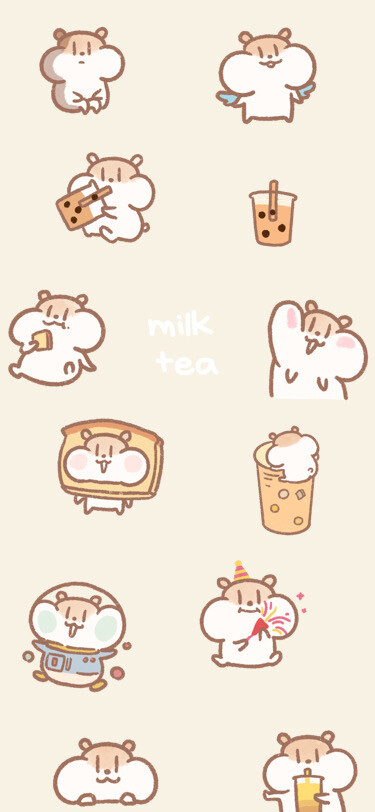 可爱奶茶鼠壁纸