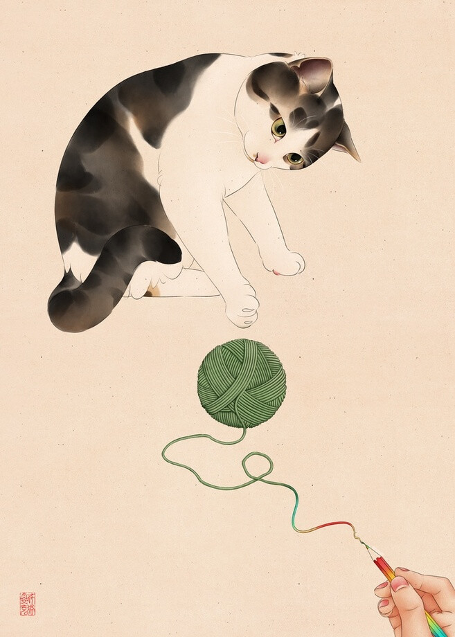 猫咪 插画 Broccoli Cat Art