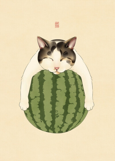 猫咪 插画 Broccoli Cat Art
