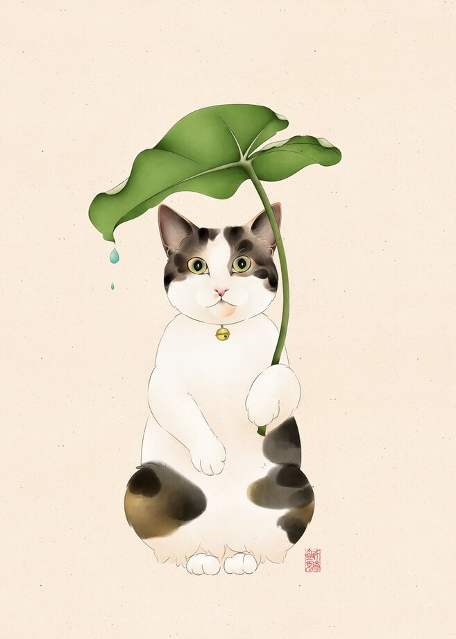 猫咪 插画 Broccoli Cat Art