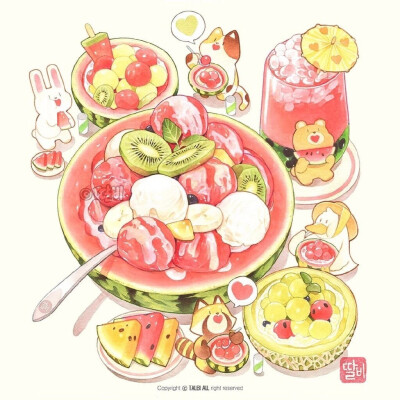 一起共享美食吧！
画师 ins：talbi_illust