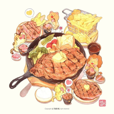 一起共享美食吧！
画师 ins：talbi_illust