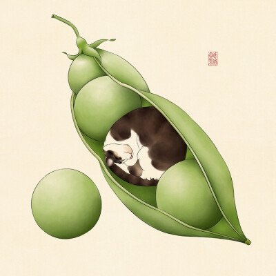 猫咪 插画 Broccoli Cat Art