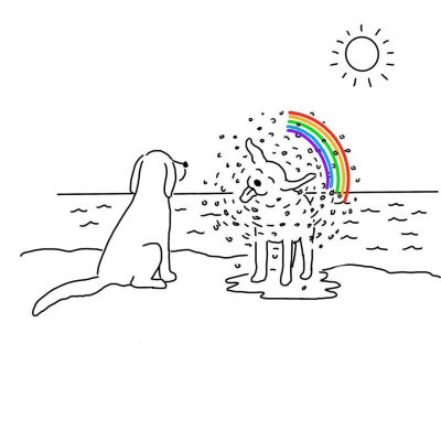 小一是一只忧郁的狗，在它的世界里只有孤独。
一天，它遇到了一只小花狗
这只小花狗令它平静的心湖泛起阵阵涟漪，为它黑白的世界带来了光彩和希望
它为它起名小二
从此，这片寂静的海滩就多了一只狗
或许，以后…