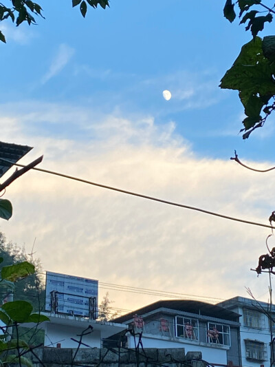 雨后初晴，月亮也蹦出来了，是月半没错了。