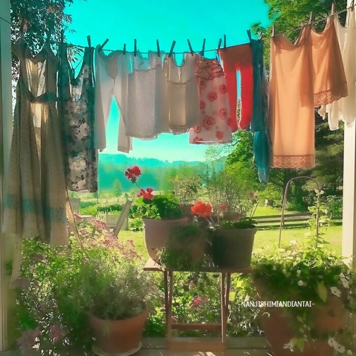 ♡：“花好香，你也是.”