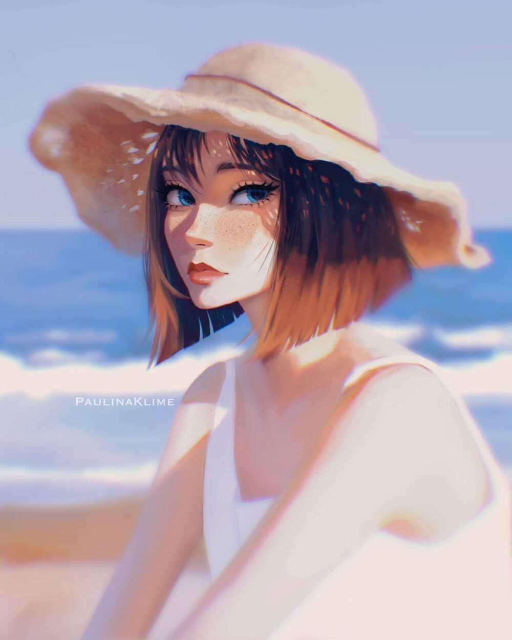 插画师Paulina Klime 笔下的少女头插画，画风好喜欢啊！ ​
