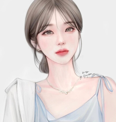 很漂亮很细腻的人物插画，插画师作者：插画师hyunpeach_