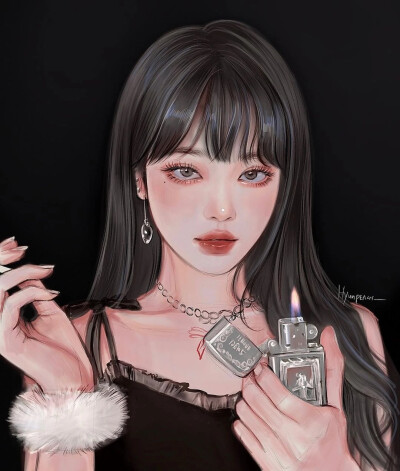 很漂亮很细腻的人物插画，插画师作者：插画师hyunpeach_