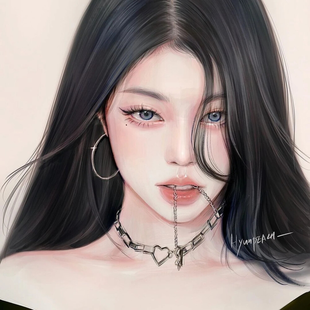 很漂亮很细腻的人物插画作者：插画师hyunpeach_