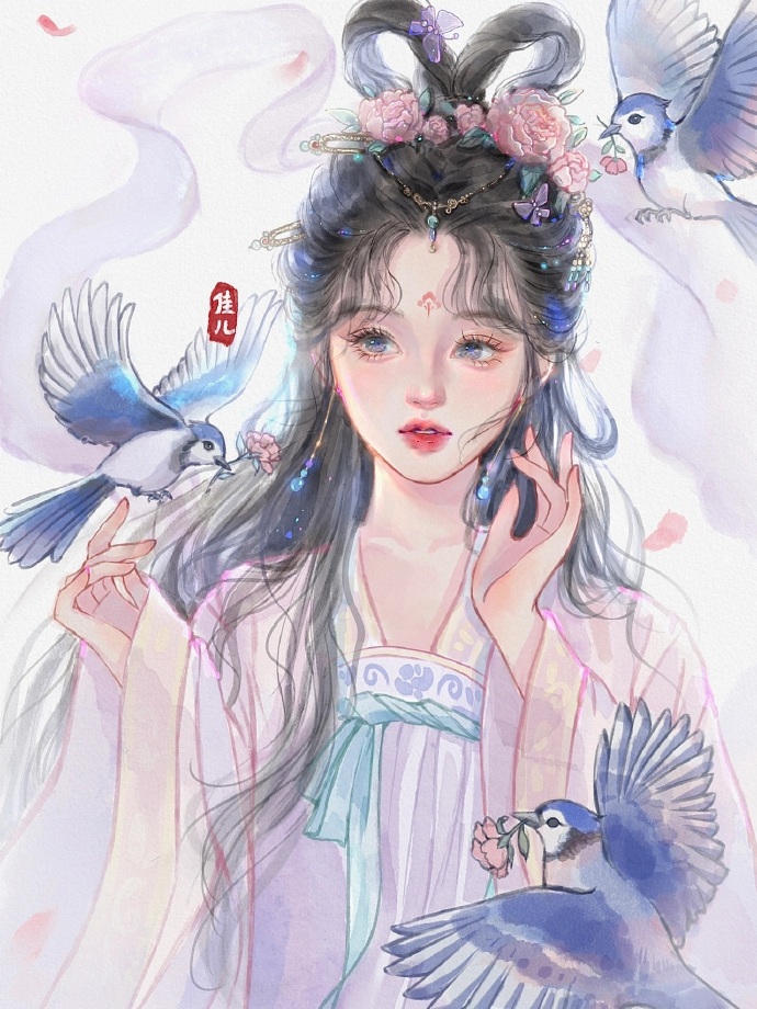  唯美古风插画 小红书：佳儿