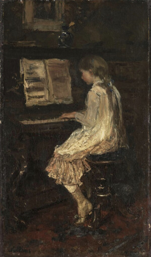 钢琴女孩1879年(荷兰画家雅各布·马里斯作品)