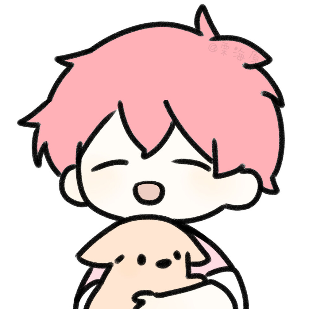 粉色系可爱团体手绘头像