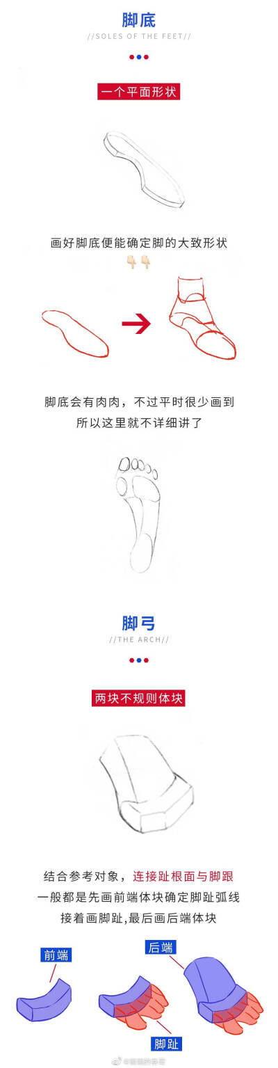 脚部脚踝关节几何图形教程绘画微博转载