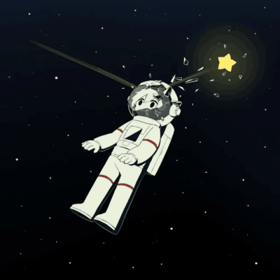宇航员与黑夜与星星