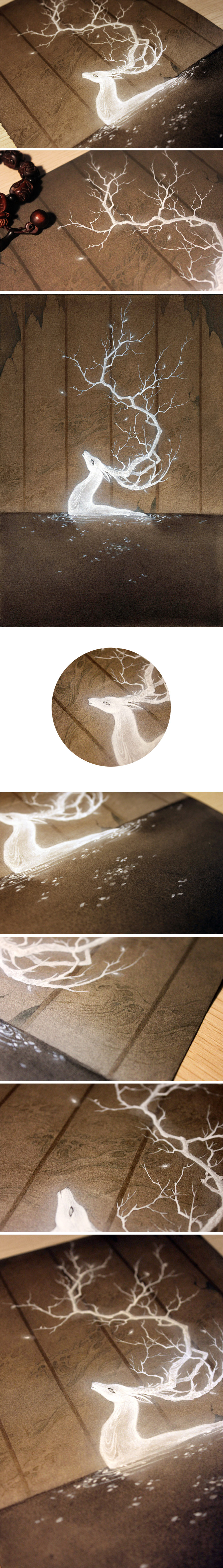 杉泽 夫诸·白鹿 ······《山海经·中山经》:"有兽焉,其状如