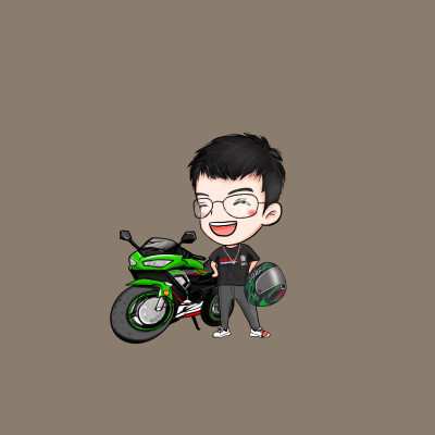 原创 手绘 机车 男生 头像 可爱 专属 川崎ninja 400 大头 卡通 绿色