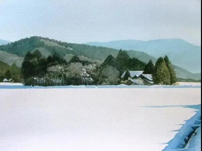 日本水彩画家Abe Toshiyuki