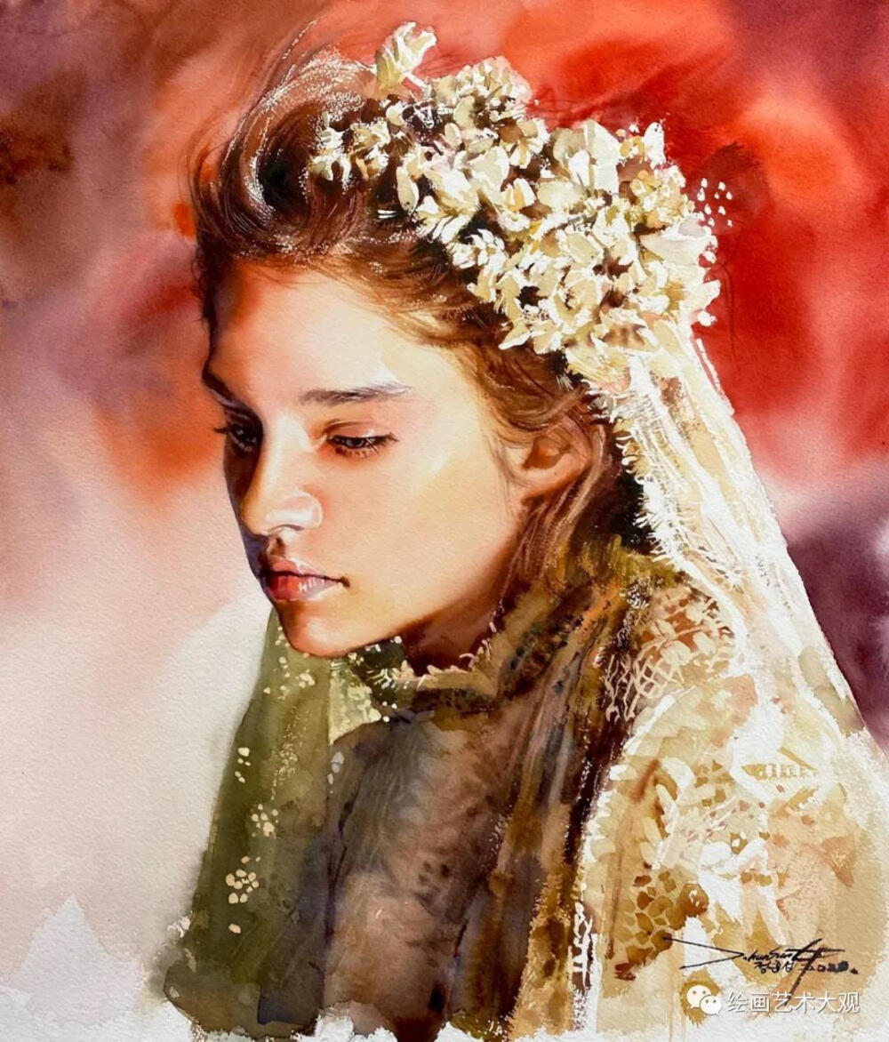 韩国首尔的水彩画家Jung Hun Sung郑勋成的水彩人物画，用色大胆、光感十足、体块明确、表现力强，具有一种强力的吸引力。他对水彩技法掌握娴熟，对人物神态和五官的塑造也是张弛有度，画面十分潇洒而严谨，形成了自己独特的风格。