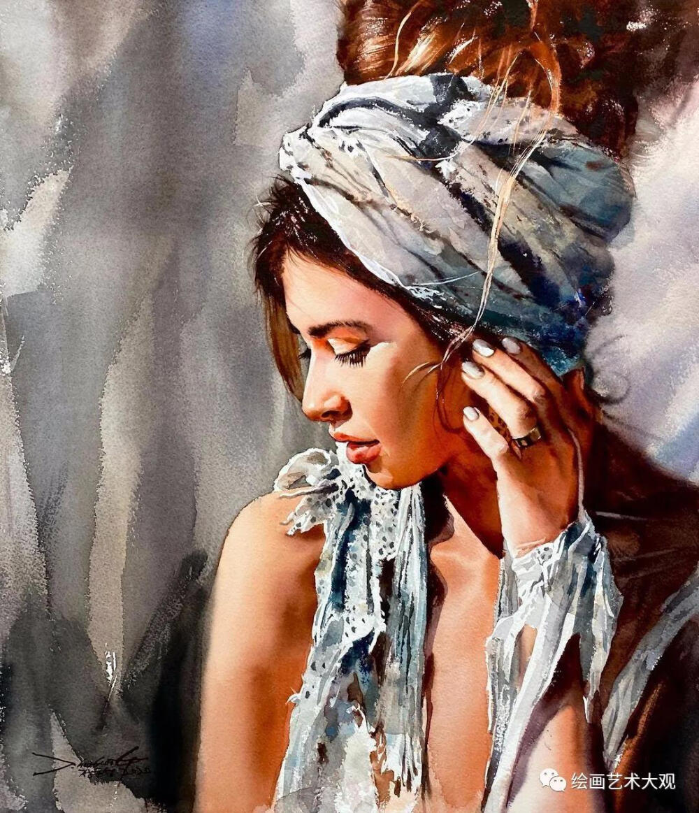 韩国首尔的水彩画家Jung Hun Sung郑勋成的水彩人物画，用色大胆、光感十足、体块明确、表现力强，具有一种强力的吸引力。他对水彩技法掌握娴熟，对人物神态和五官的塑造也是张弛有度，画面十分潇洒而严谨，形成了自己独特的风格。