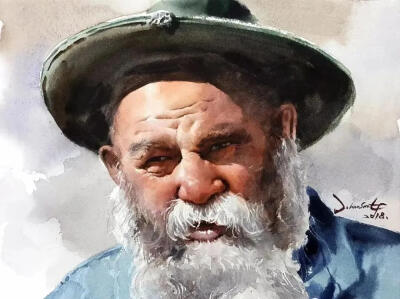 韩国首尔的水彩画家Jung Hun Sung郑勋成的水彩人物画，用色大胆、光感十足、体块明确、表现力强，具有一种强力的吸引力。他对水彩技法掌握娴熟，对人物神态和五官的塑造也是张弛有度，画面十分潇洒而严谨，形成了自…