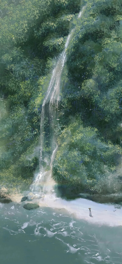 绿色 古风 背景 壁纸 插画 