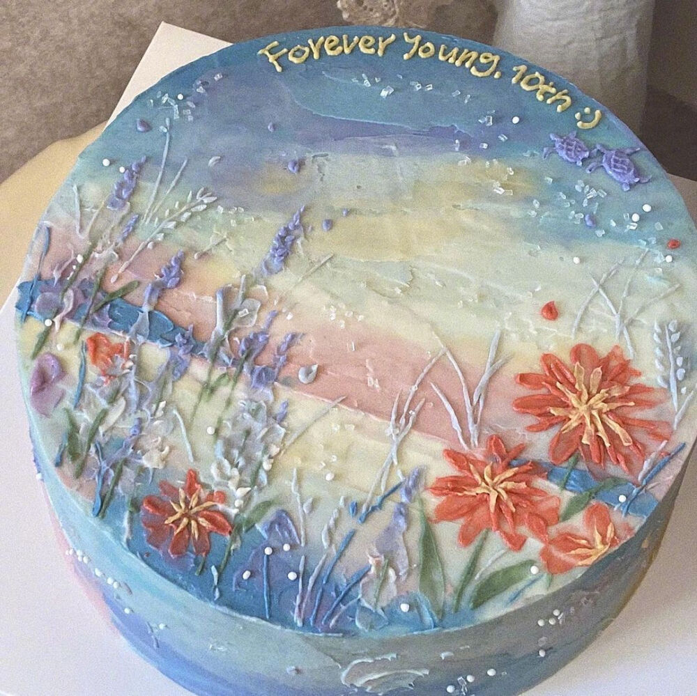 油画裱花蛋糕，ins:smallucke ​ ​​​